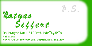 matyas siffert business card